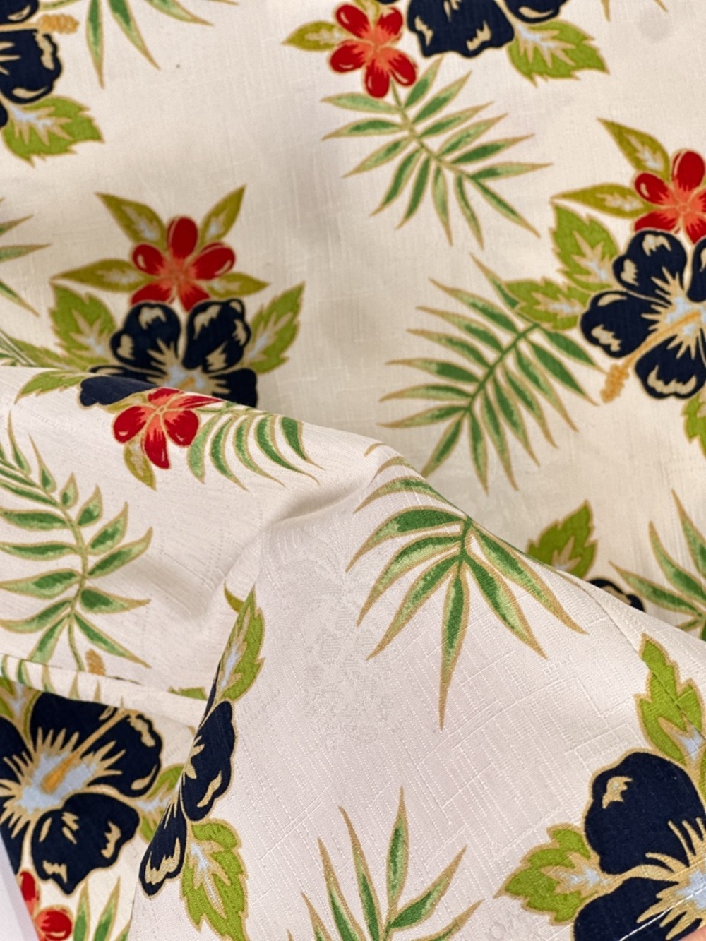 Tommy Bahama Sleeveless Button Down Jacquard Logo Tropical Silk Cream Navy XL - Picture 5 of 13